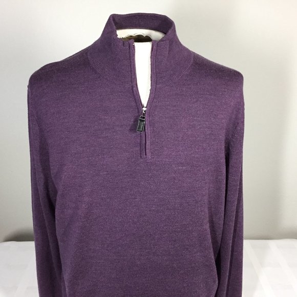 Jos. A. Bank Other - Jos A Bank Merino Wool Sweater XL 1/4 Zip Purple